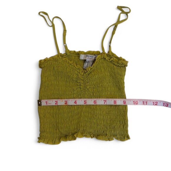 Stretchy Smocked Crop Top in Lime - Picture 3 of 4